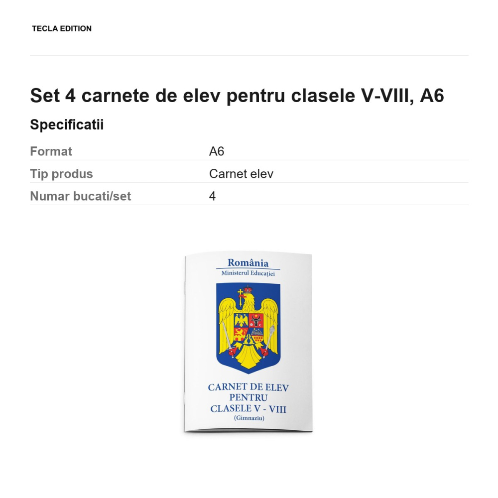 Set 4 carnete de elev pentru clasele V-VIII, A6 [3]