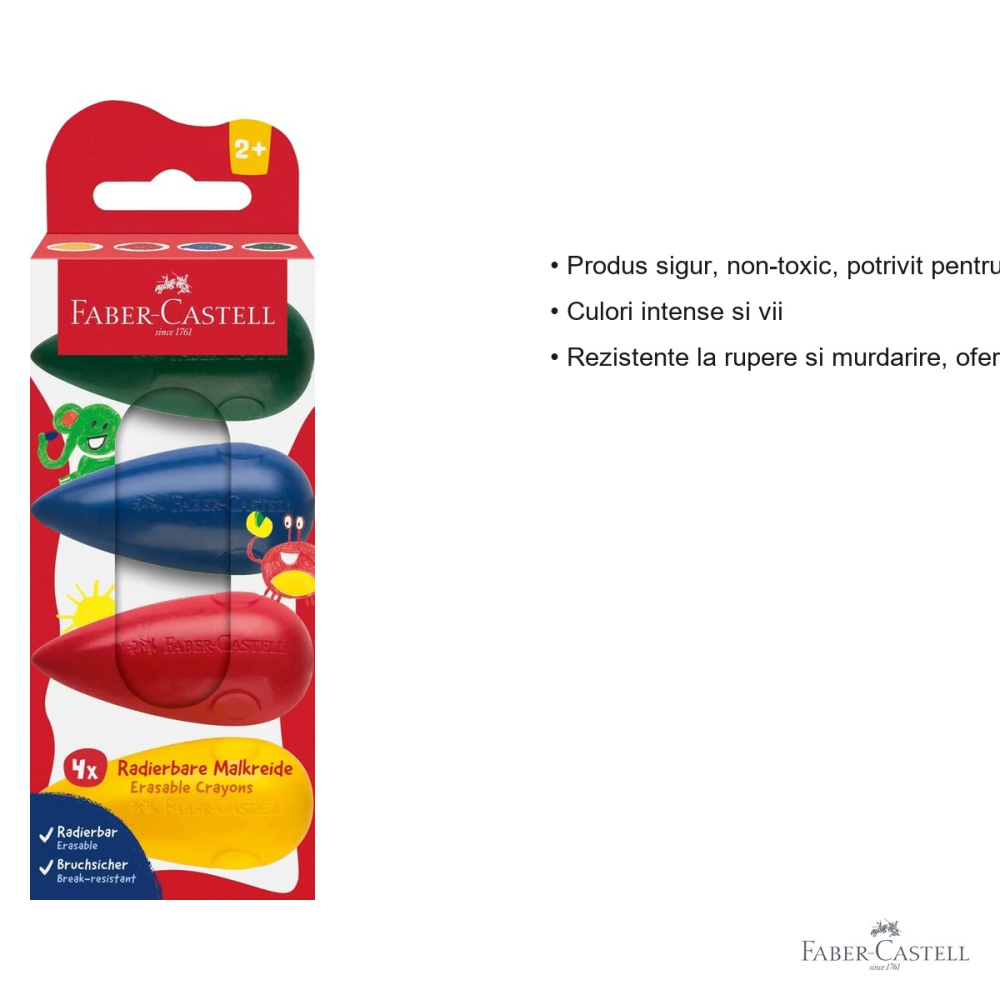 Set 4 creioane cerate bulb Faber-Castell, forma ergonomica, pentru copii mici [3]