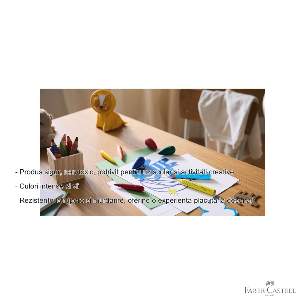 Set 4 creioane cerate bulb Faber-Castell, forma ergonomica, pentru copii mici [2]