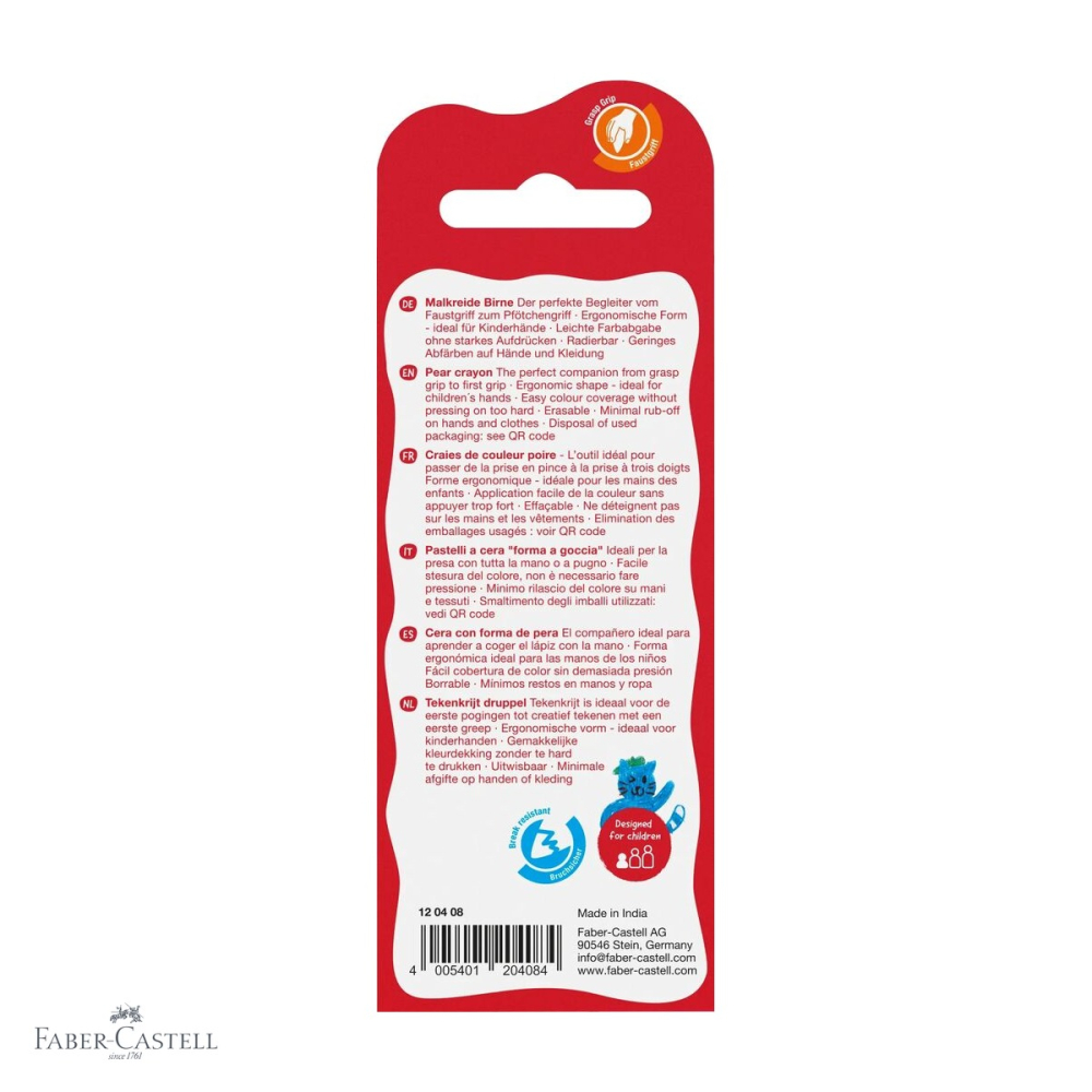 Set 4 creioane cerate bulb Faber-Castell, forma ergonomica, pentru copii mici [4]