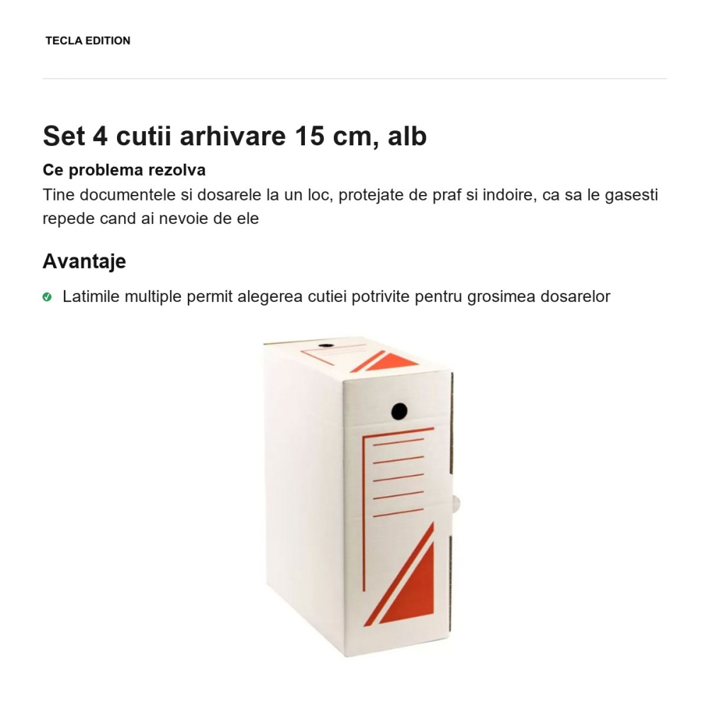 Set 4 cutii arhivare 15 cm, alb [2]