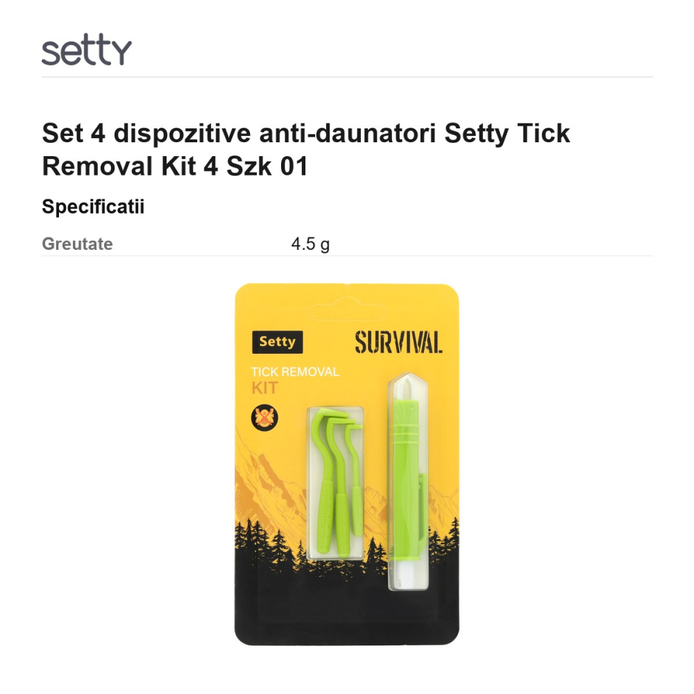 Set 4 dispozitive anti-daunatori Setty Tick Removal Kit 4 Szk 01 [3]