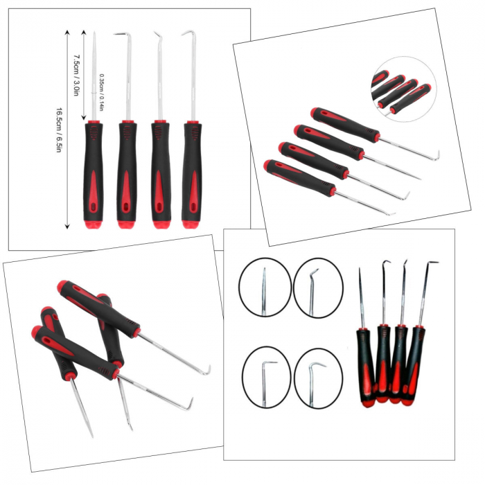 Set 4 instrumente carlige si sule, 13562, maner rosu cu negru [5]