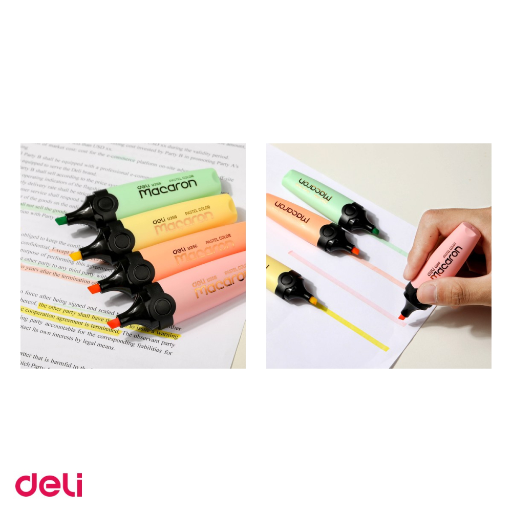 Set 4 markere de 1-5mm, Deli, textmarker macarons, scris asortat [4]