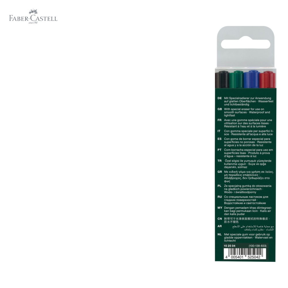 Set 4 markere permanente Faber-Castell Multimark, varf mediu M 1.0 mm, pentru CD, sticla, metal si plastic [5]