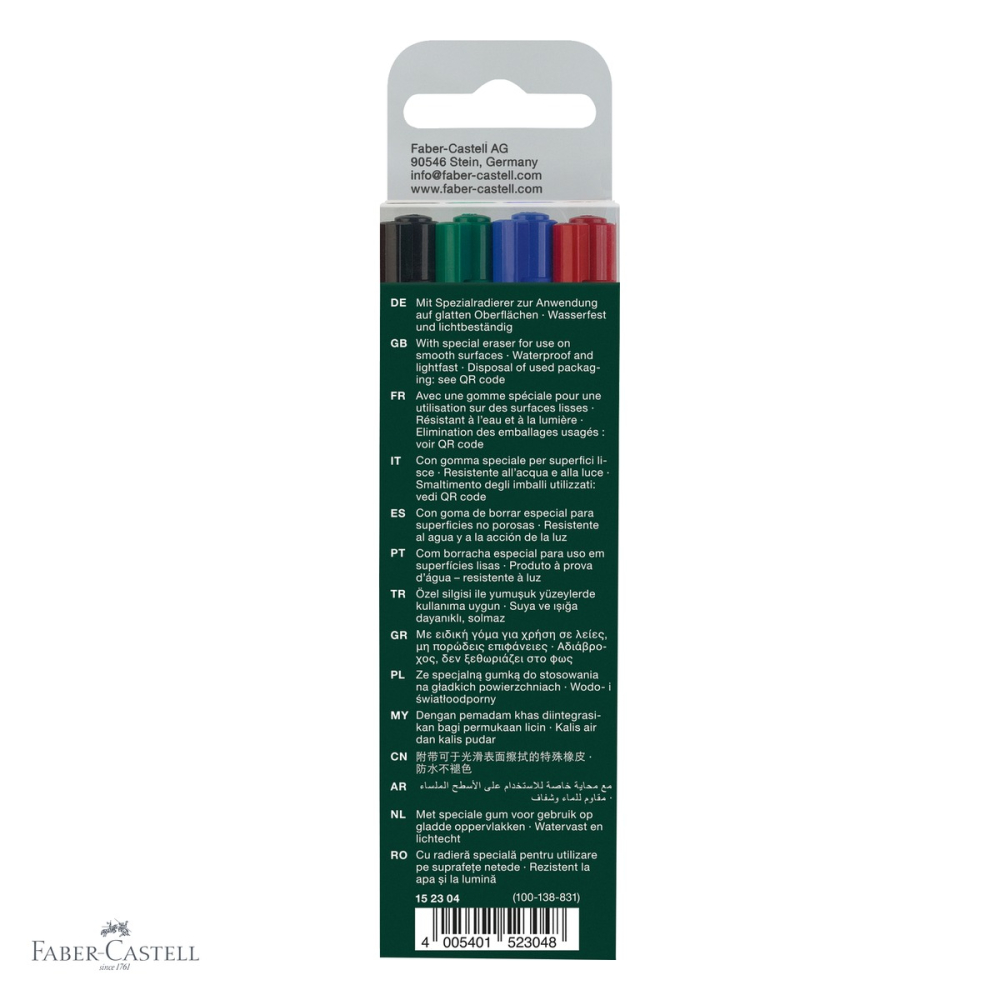 Set 4 markere permanente Faber-Castell Multimark, varf super fin 0.4 mm, pentru CD, sticla si plastic [4]