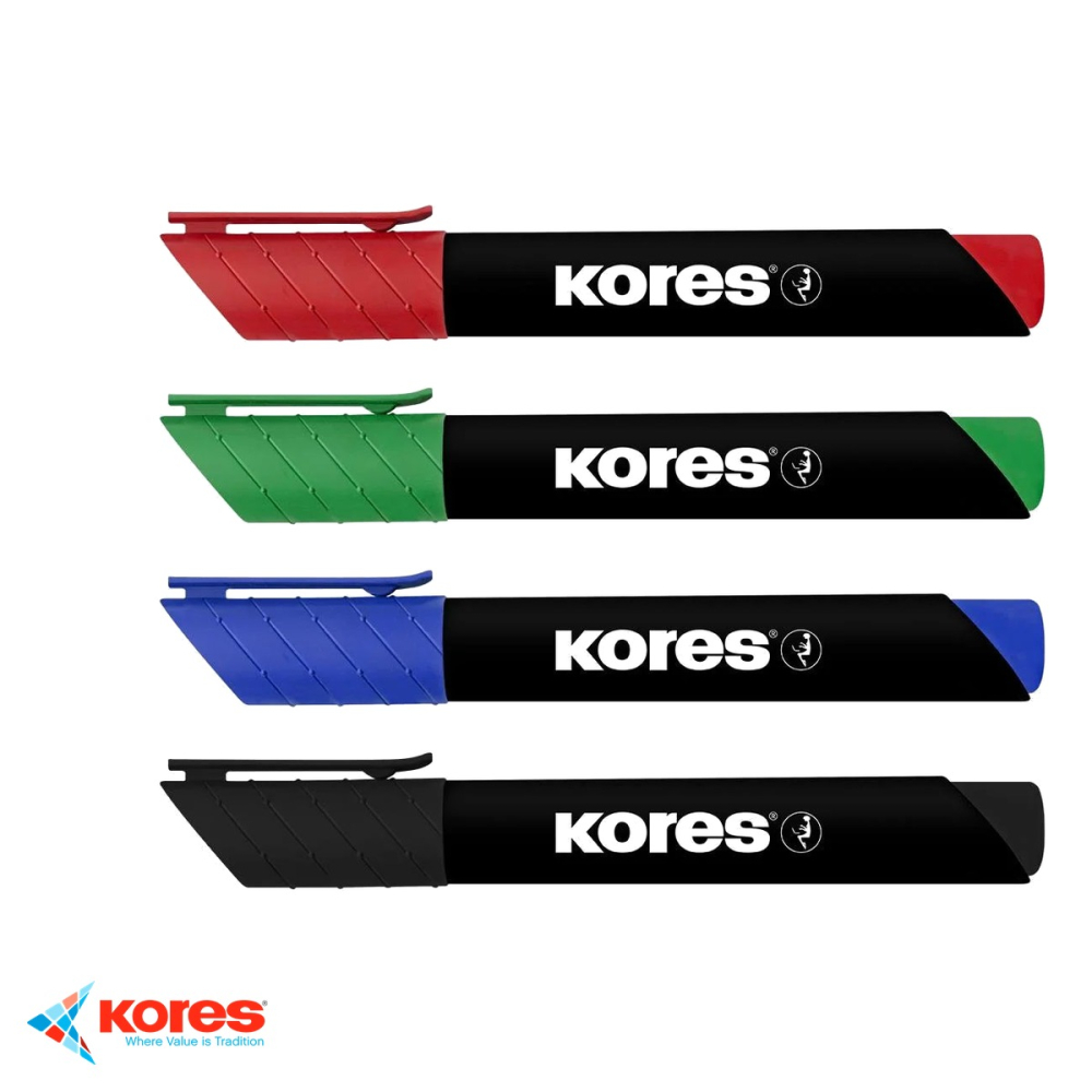 Set 4 markere permanente Kores, varf rotund 3 mm, eco, pentru orice suprafata [5]