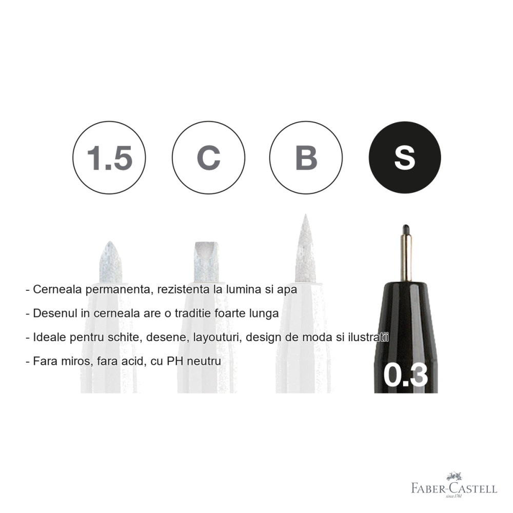 Set 4 markere Pitt Artist Pen Faber-Castell, varf pensula si caligrafic, alb si negru, pentru ilustratie si design [2]