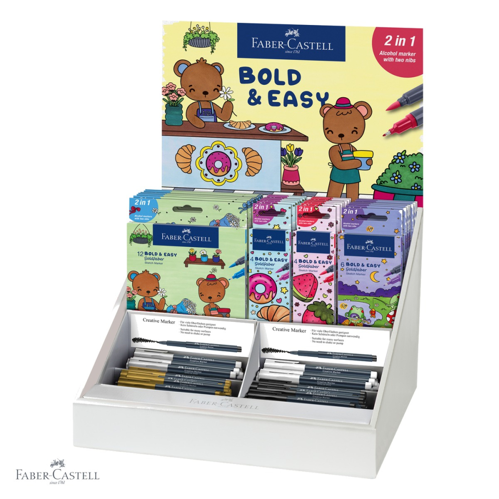 Set 4 markere sketch cu 2 capete Faber-Castell Goldfaber Bold and Easy II, varf pensula si liner, cerneala alcool [4]