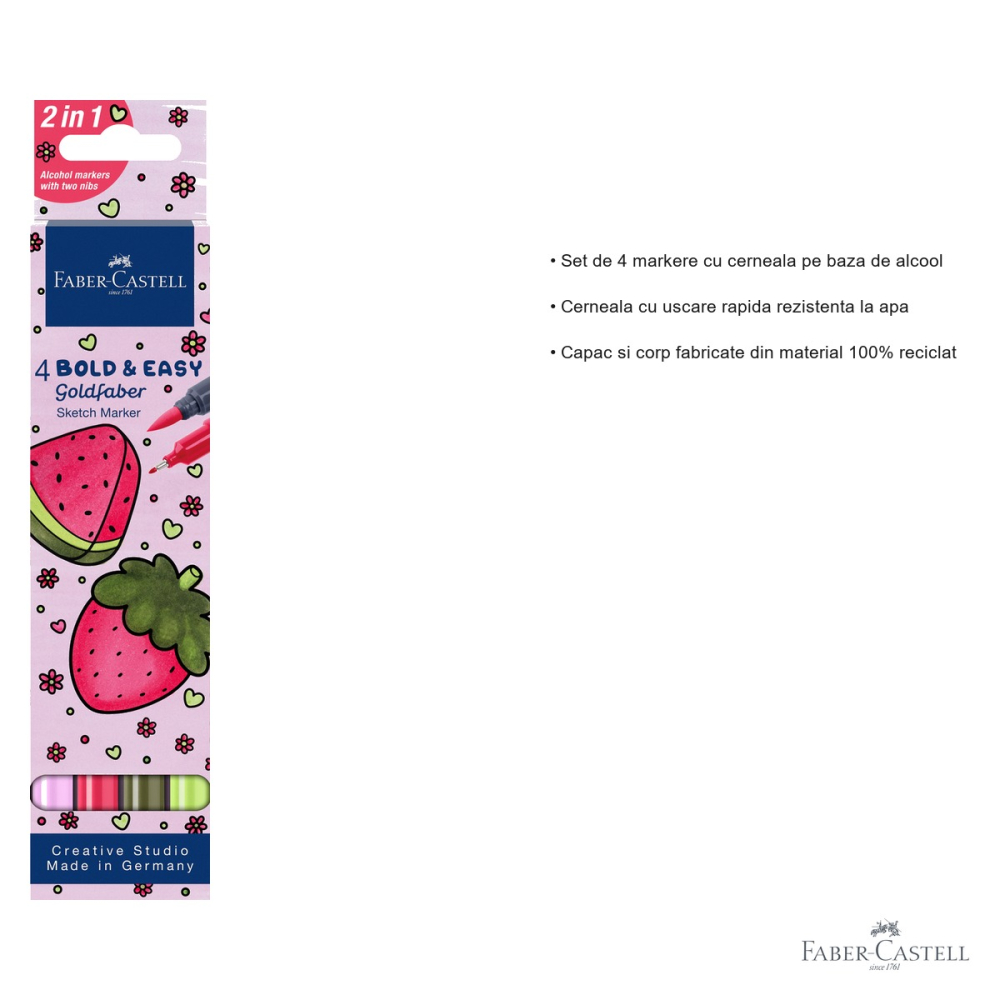 Set 4 markere sketch Faber-Castell Goldfaber Bold and Easy, 2 capete (pensula + liner), cerneala alcool [3]