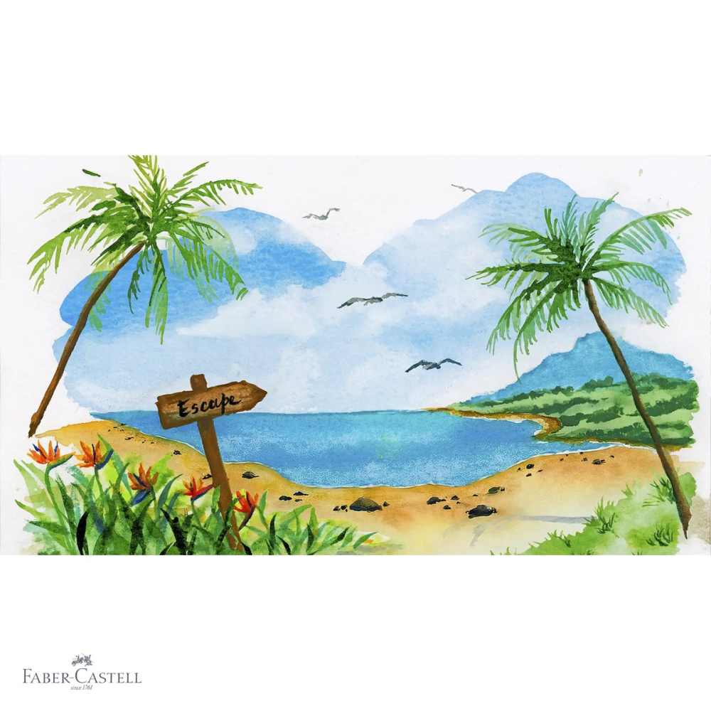 Set 4 markere solubile cu 2 capete Faber-Castell Goldfaber, colectia Tropical, pentru arta si ilustratie [4]