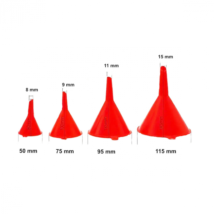 Set 4 palnii, cu diametrele 50/75/95/115mm, Top Tools 77P530, din plastic, rosu [3]