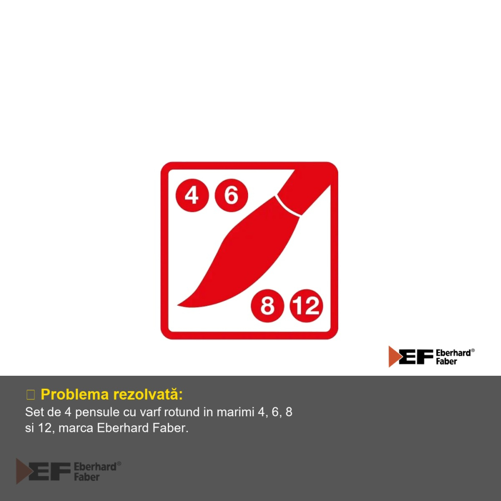 Set 4 pensule Eberhard Faber, varf rotund, marimi 4/6/8/12, pentru activitati creative scolare si casnice [4]