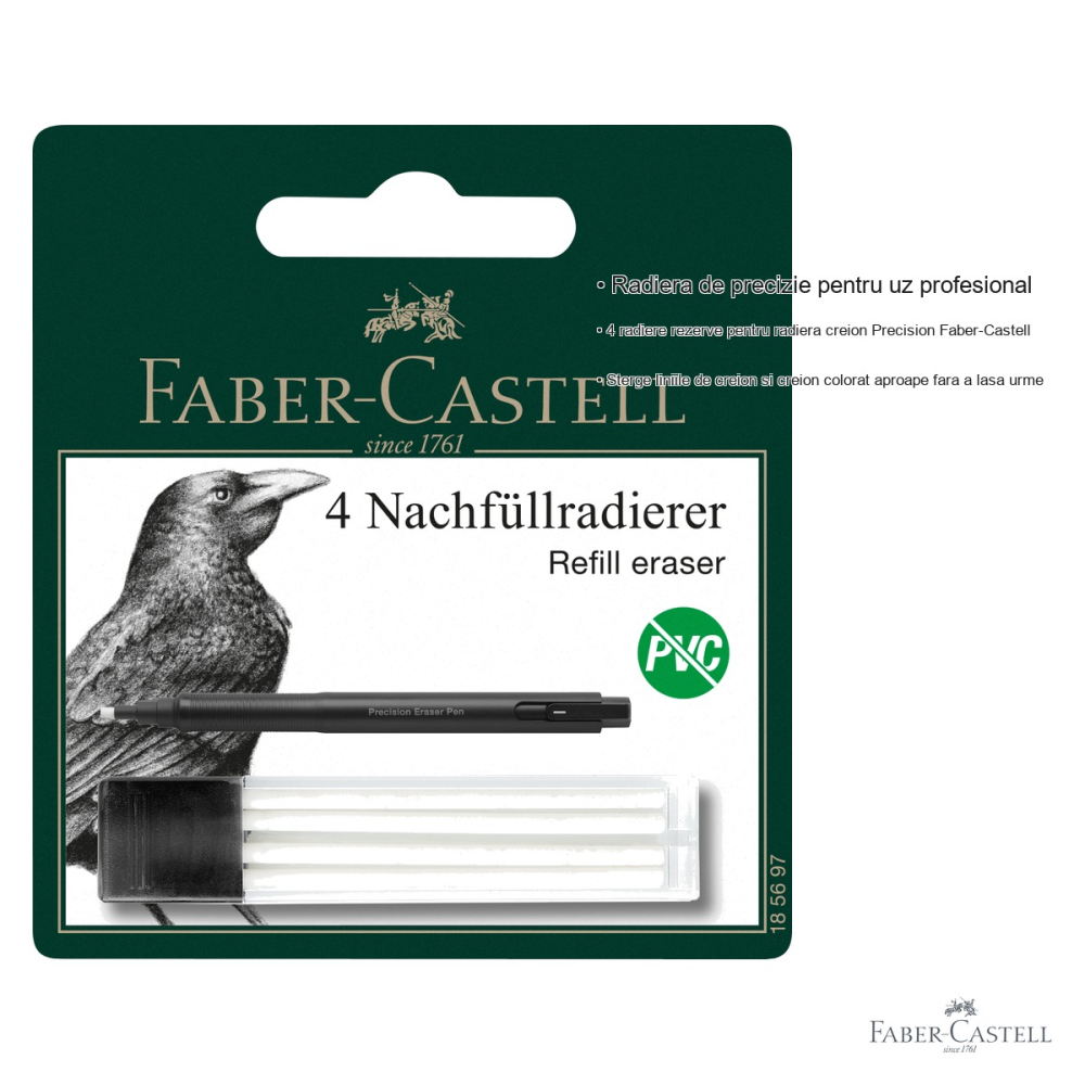 Set 4 radiere rezerva Faber-Castell Precision, pentru radiera creion, uz profesional [3]
