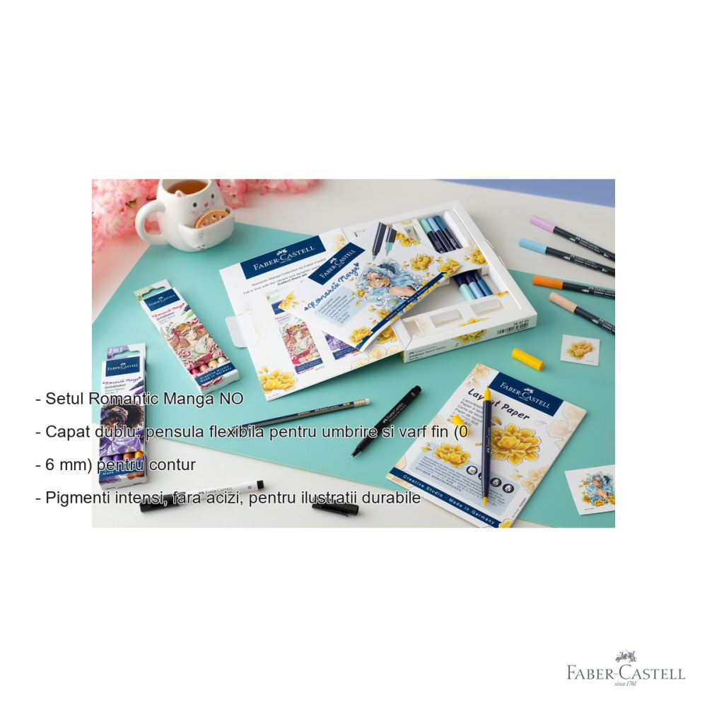 Set 4 sketch markere Faber-Castell Goldfaber Romantic Manga No.3, capat dublu, pentru ilustratii manga si benzi desenate [2]