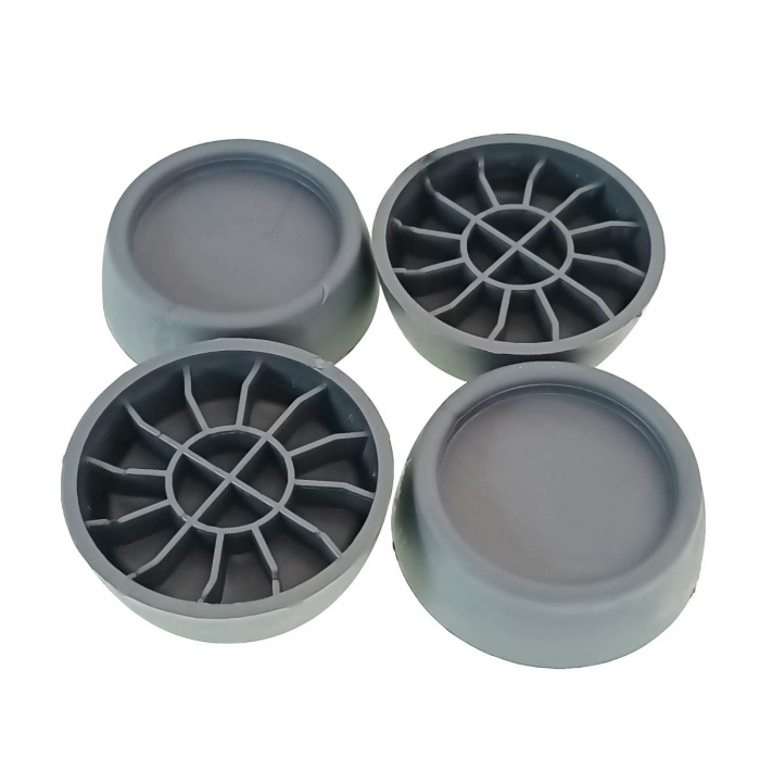 Set 4 suporturi antivibratie, anti-derapante si anti-zgomot, din PVC, pentru masina de spalat rufe si uscatoare de rufe, gri [2]