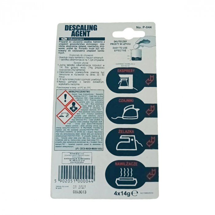 Set 4 tablete detartrante, 4 x 14g, pentru aparate casnice si sanitare, Technicqll P-044, albe [2]