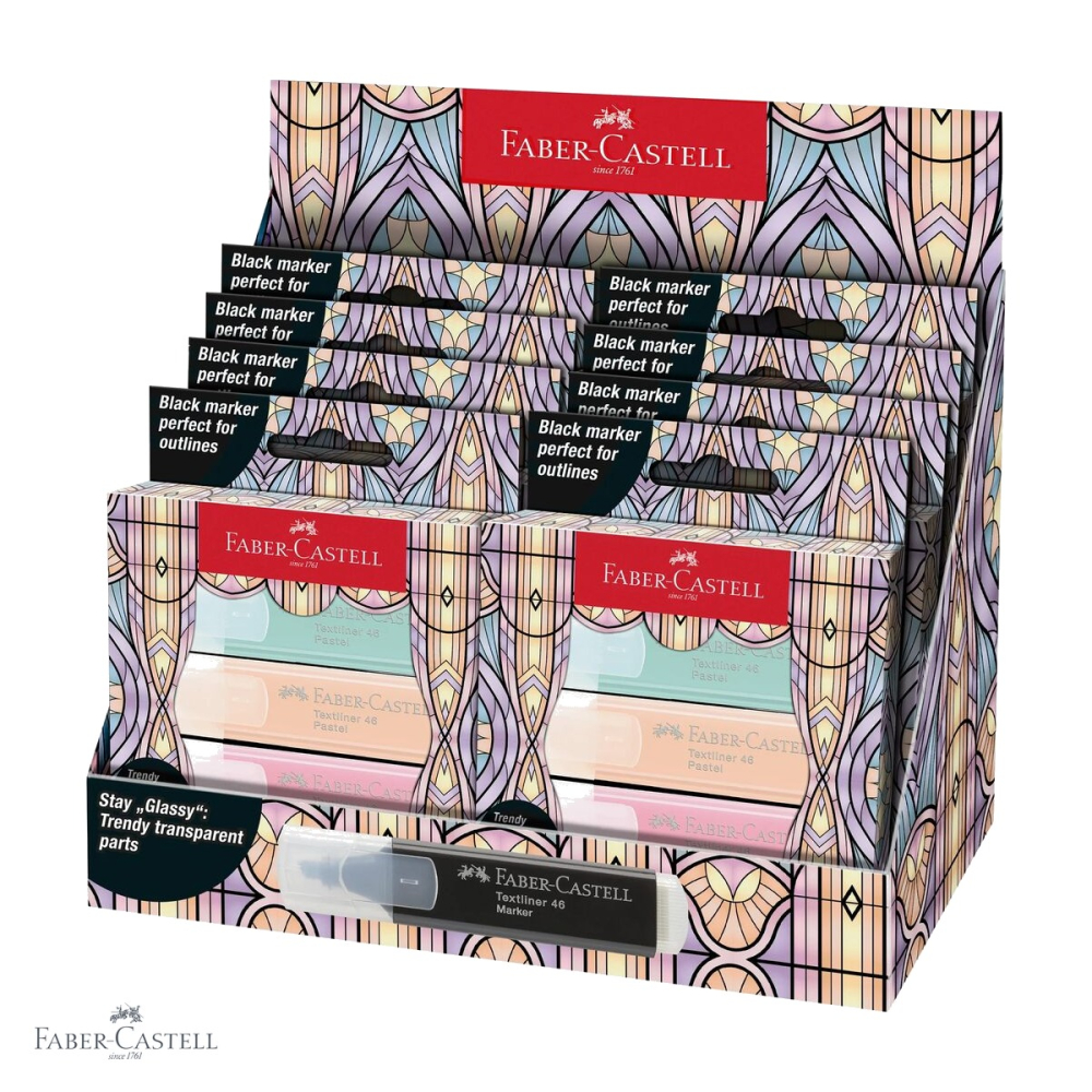 Set 4 textmarkere pastel Faber-Castell editie speciala Glassy, varf tesit, cerneala pe baza de apa [4]