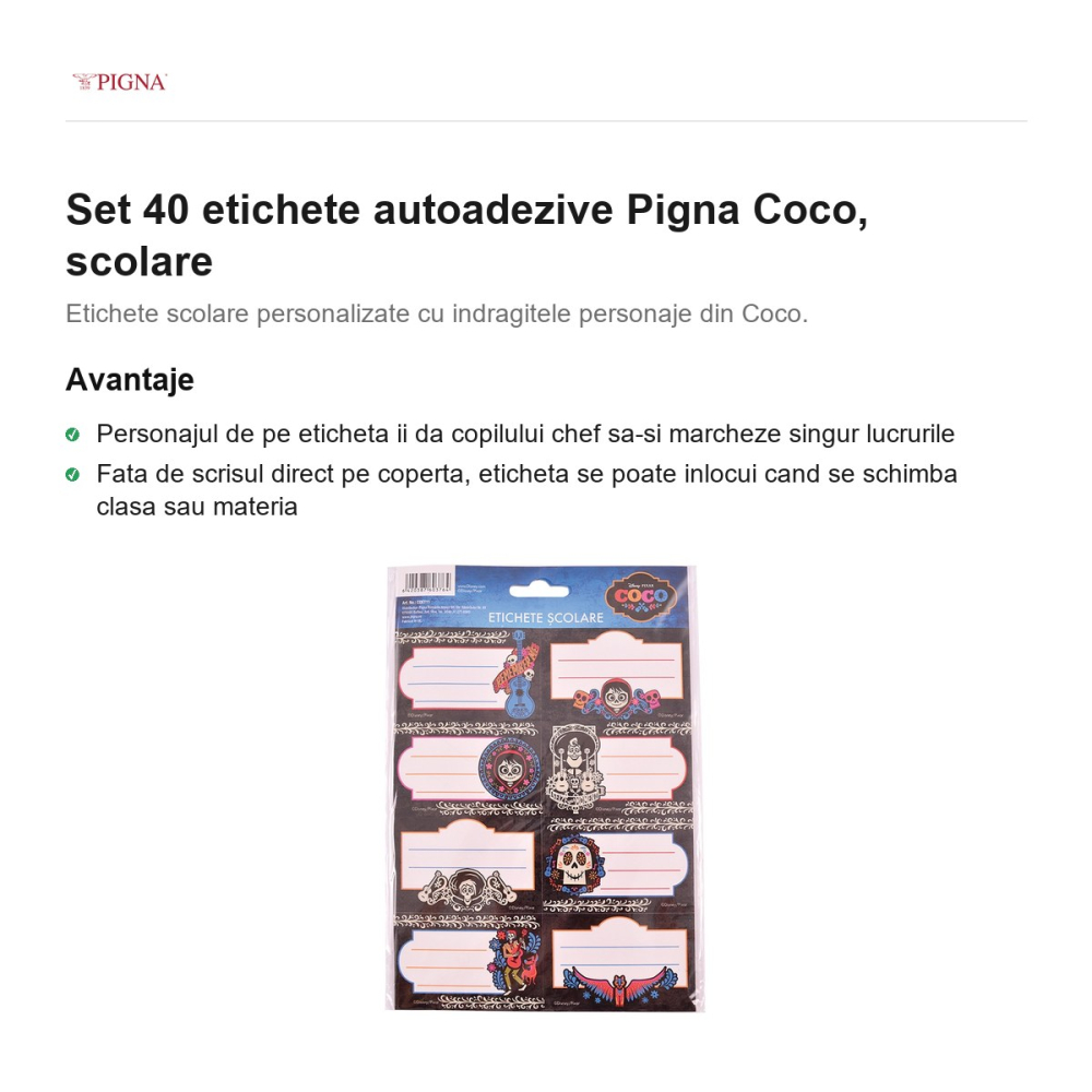 Set 40 etichete autoadezive Pigna Coco, scolare [2]