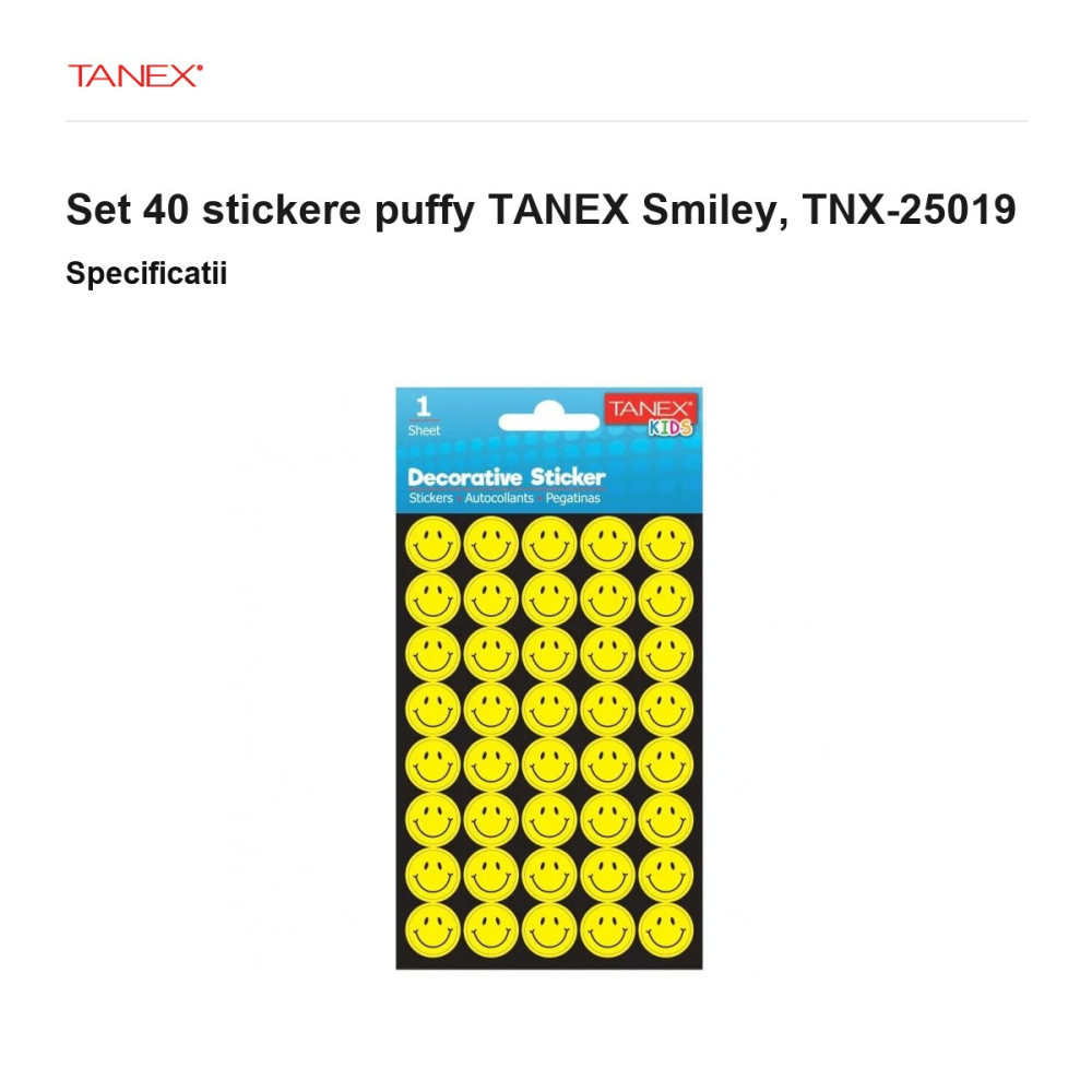Set 40 stickere puffy TANEX Smiley, TNX-25019 [3]