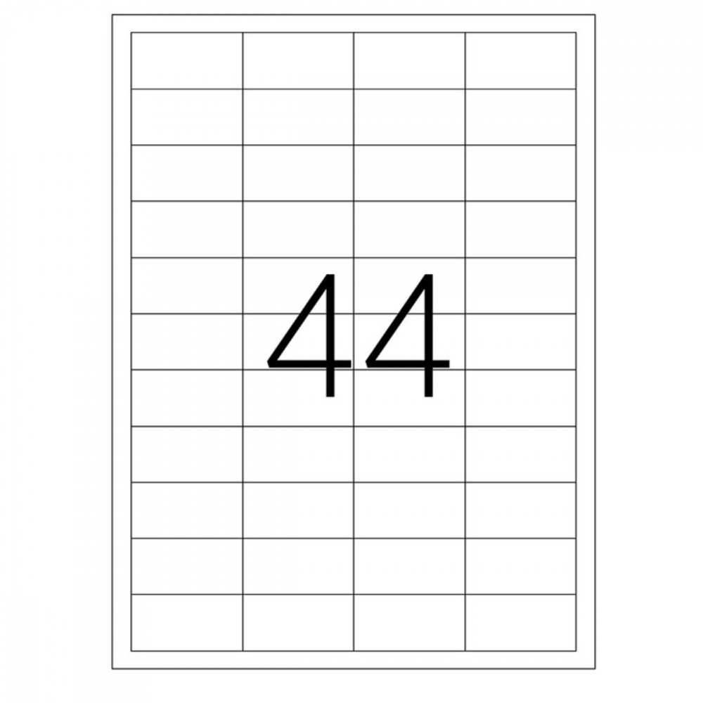 Set 4400 etichete autoadezive A4, 100 coli, 44 etichete/coala, 48.5x25.4 mm, albe, colturi drepte, pentru imprimante laser si inkjet, Tanex TW-2044 [2]