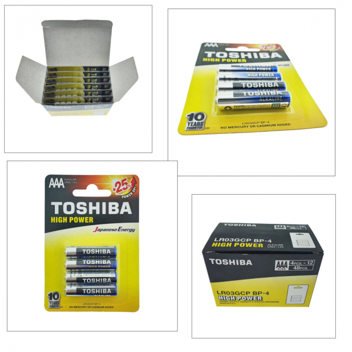 Set 48 baterii LR03 alcaline, Toshiba High Power AAA, 1.5V, in blistere [3]