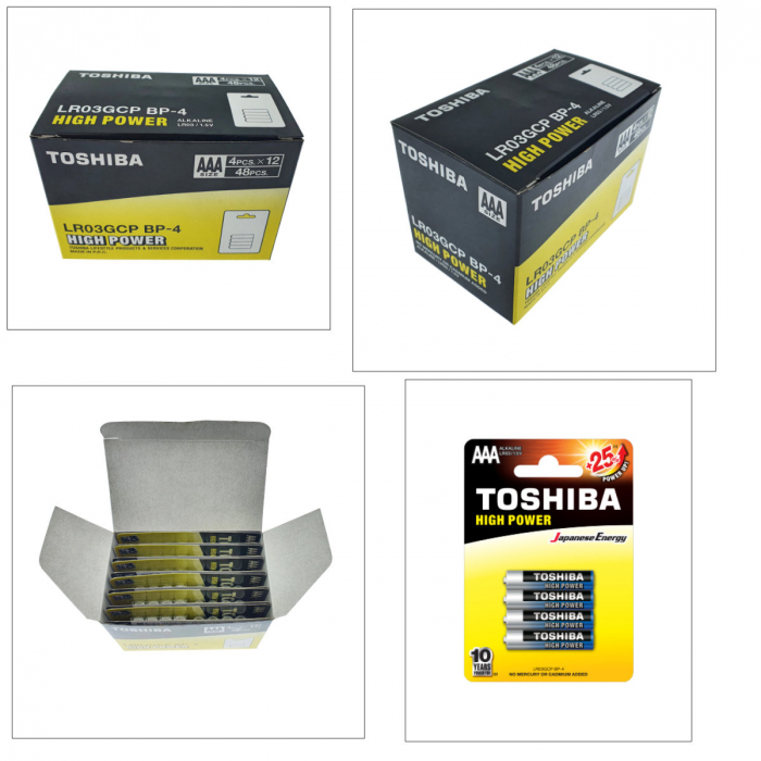 Set 48 baterii LR03 alcaline, Toshiba High Power AAA, 1.5V, in blistere [6]