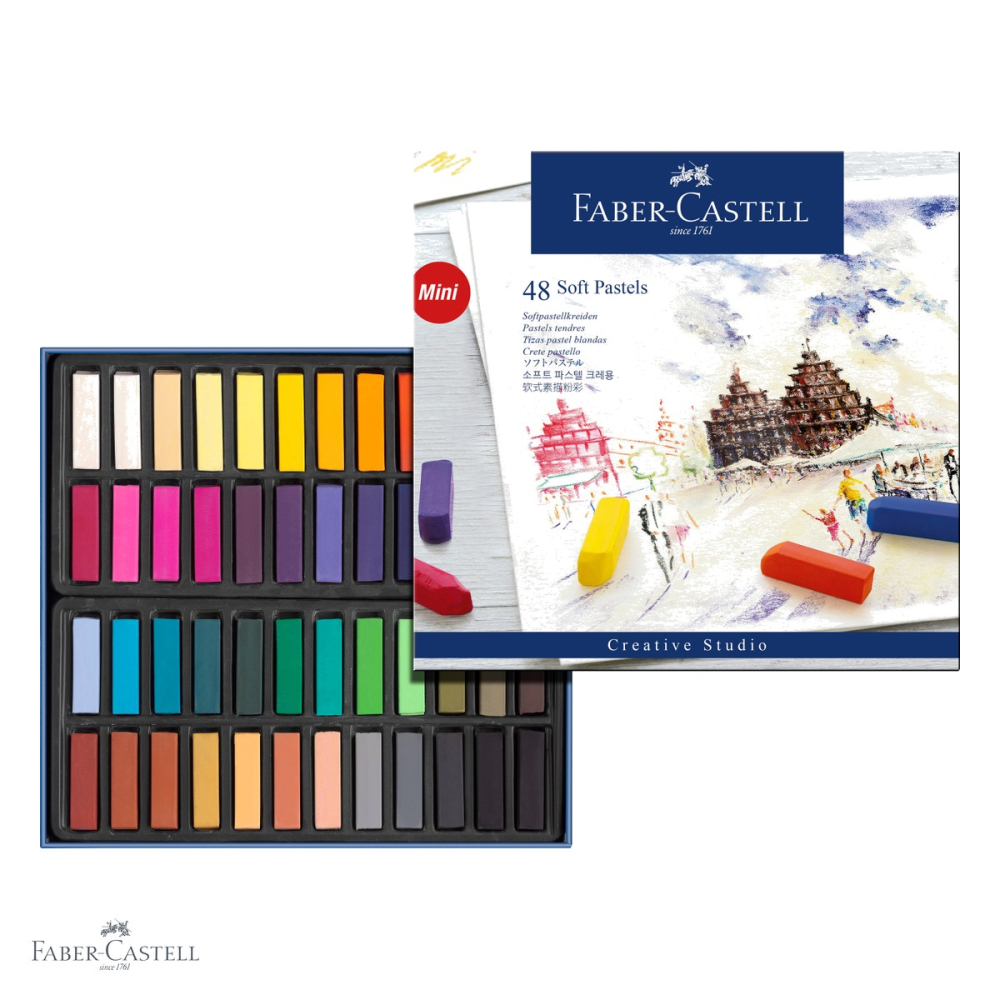 Set 48 creioane pastel soft mini Faber-Castell, format redus, pentru desen si tehnici mixte [4]
