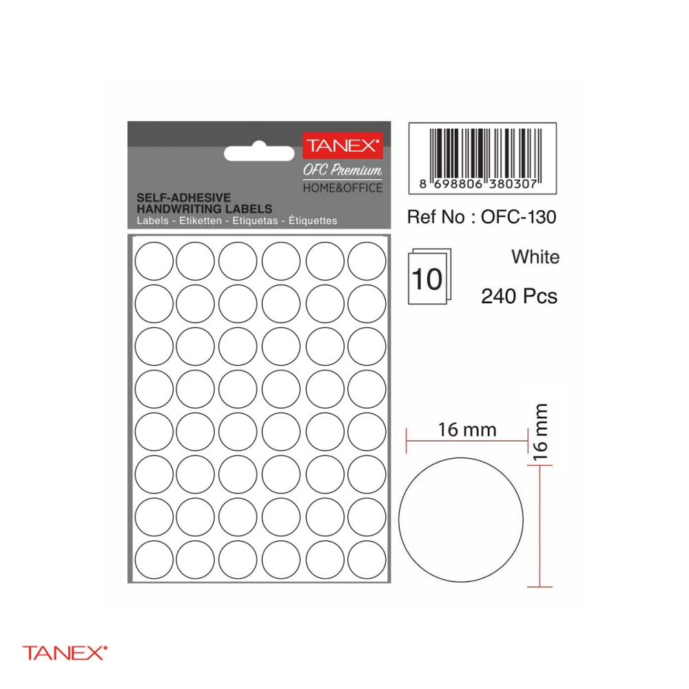 Set 4800 etichete autoadezive rotunde Tanex, diametru 16 mm, 10 seturi, albe [4]