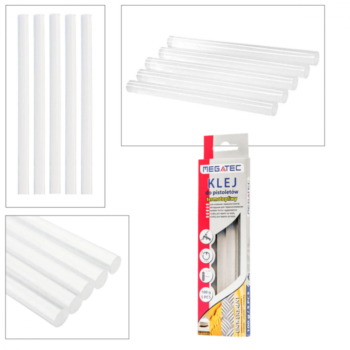 Set 5 baghete din silicon transparent, 11.2mm diametru x 200 mm lungime, Megatec 10510, rezerve pentru pistol de lipit [3]