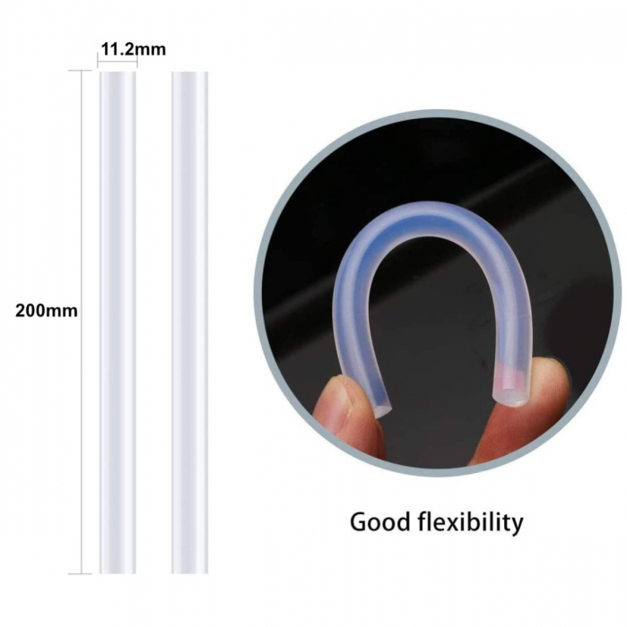 Set 5 baghete din silicon transparent, 11.2mm diametru x 200 mm lungime, Megatec 10510, rezerve pentru pistol de lipit [2]