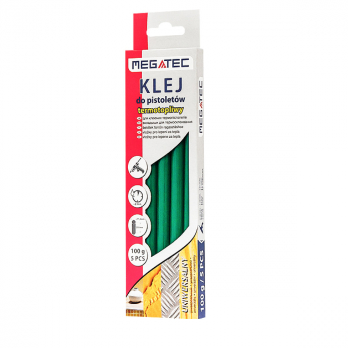 Set 5 baghete din silicon verde, 11.2mm diametru x 200 mm lungime, Megatec 10212, rezerve pentru pistol de lipit [3]
