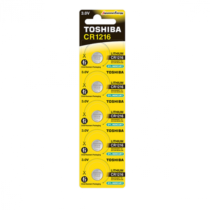 Set 5 baterii Litiu 3V CR1216, tip moneda, Toshiba 10807, in blister [2]