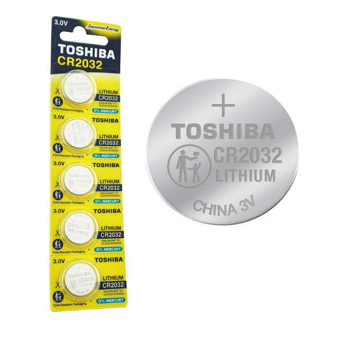 Set 5 baterii litiu 3V CR2032, tip moneda, Toshiba, in blister [1]