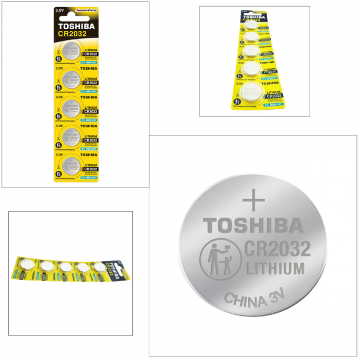 Set 5 baterii litiu 3V CR2032, tip moneda, Toshiba, in blister [4]