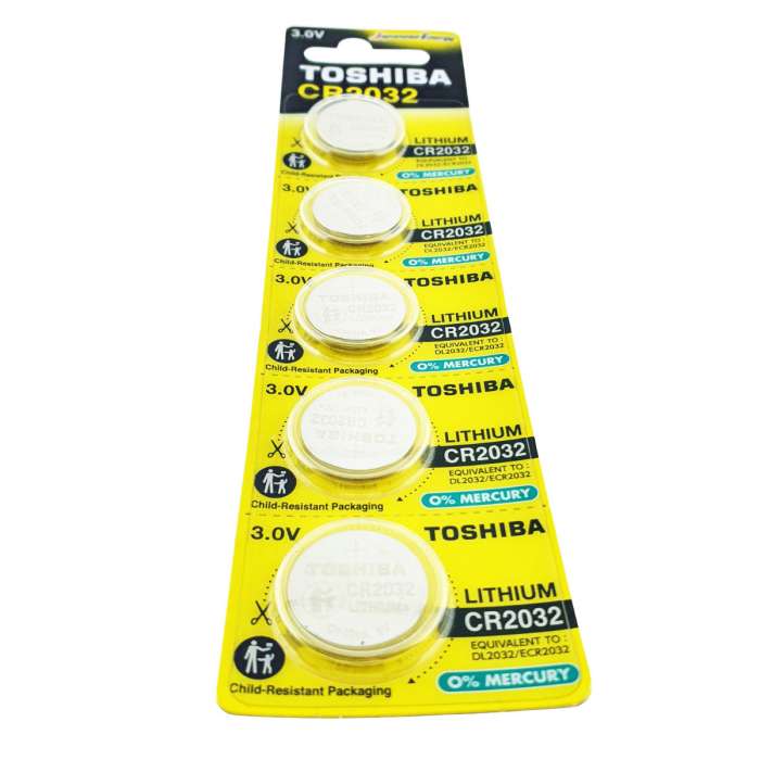 Set 5 baterii litiu 3V CR2032, tip moneda, Toshiba, in blister [2]