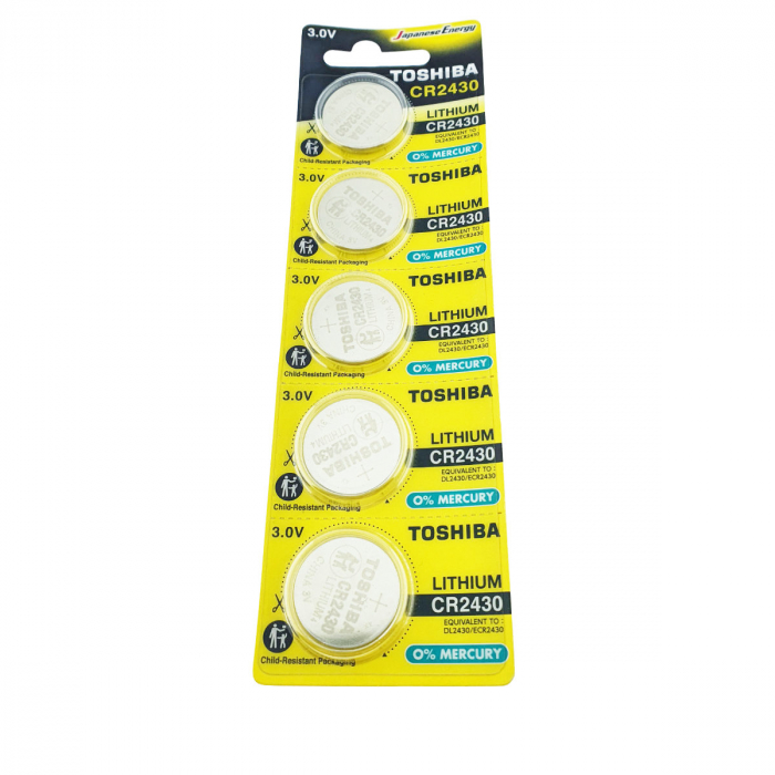 Set 5 baterii litiu 3V CR2430, tip moneda, Toshiba, in blister [2]