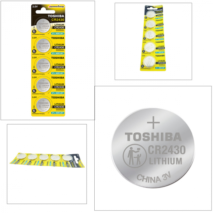 Set 5 baterii litiu 3V CR2430, tip moneda, Toshiba, in blister [4]