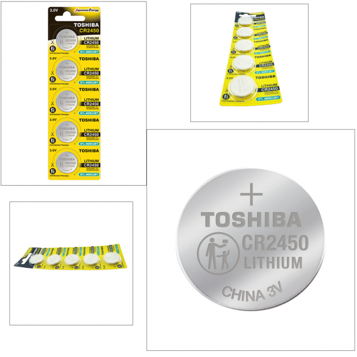 Set 5 baterii litiu 3V CR2450, tip moneda, Toshiba, in blister [4]