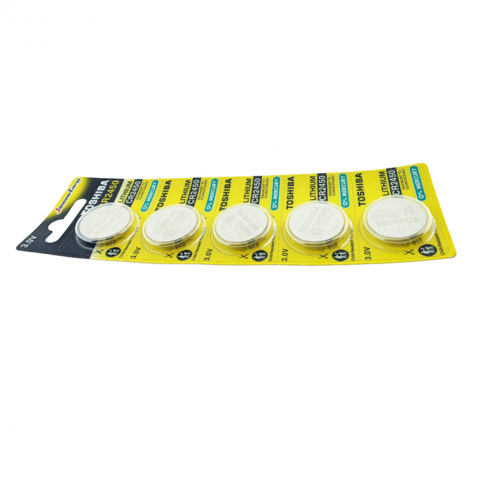 Set 5 baterii litiu 3V CR2450, tip moneda, Toshiba, in blister [5]