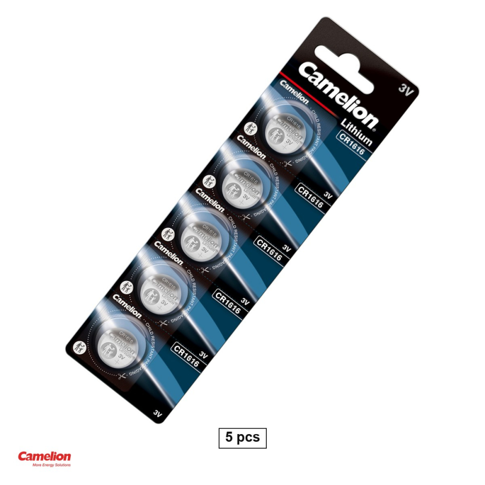 Set 5 baterii litiu Camelion CR1616, litiu - dioxid de mangan, 3 V, 50 mAh, 16 x 1.6 mm, in blister [1]