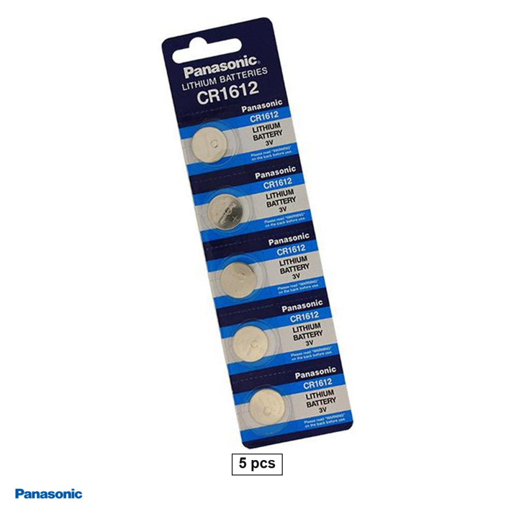 Set 5 baterii litiu Panasonic CR1612, litiu - dioxid de mangan, 3 V, 40 mAh, 16 x 1.2 mm, in blister [1]