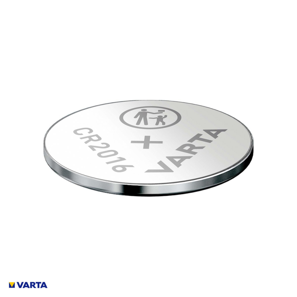 Set 5 baterii litiu VARTA CR2016, litiu - dioxid de mangan, 3 V, 90 mAh, 20 x 1.6 mm, in blister [4]