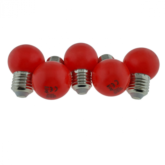Set 5 becuri LED, E27 G45, Forever Light 86283, 2W, unghi larg de 360°, culoare rosie [2]