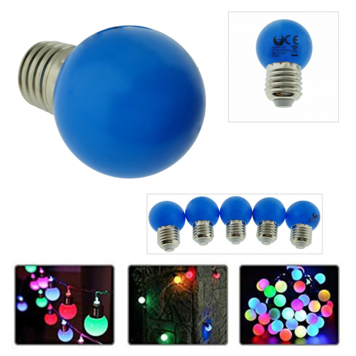 Set 5 becuri LED, E27 G45, Forever Light 86285, 2W, unghi larg de 360°, albastre [4]