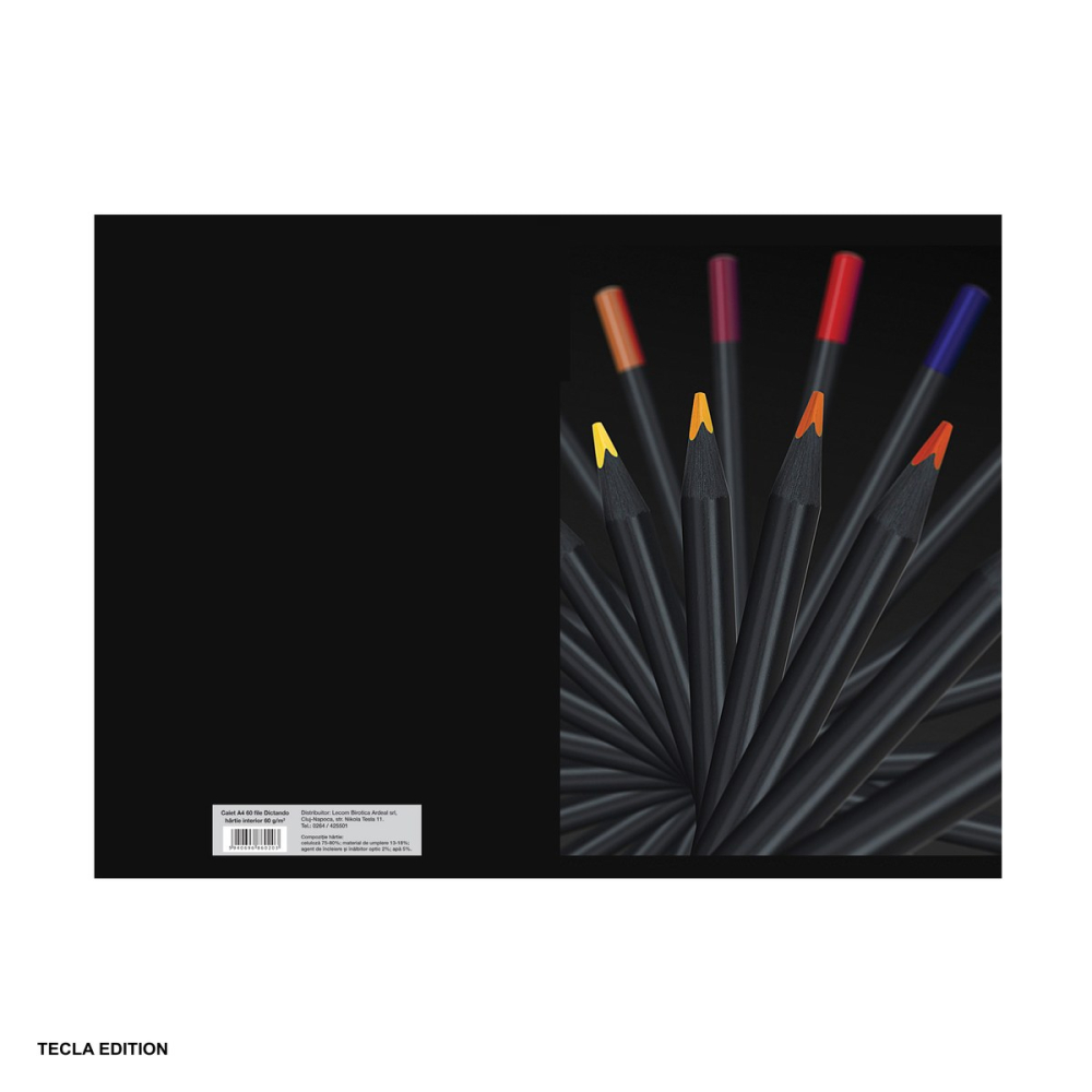 Set 5 caiete A4 Dictando 60 File, Notite, Scolar si Birou, Design Black Pastel cu Creioane Colorate [4]