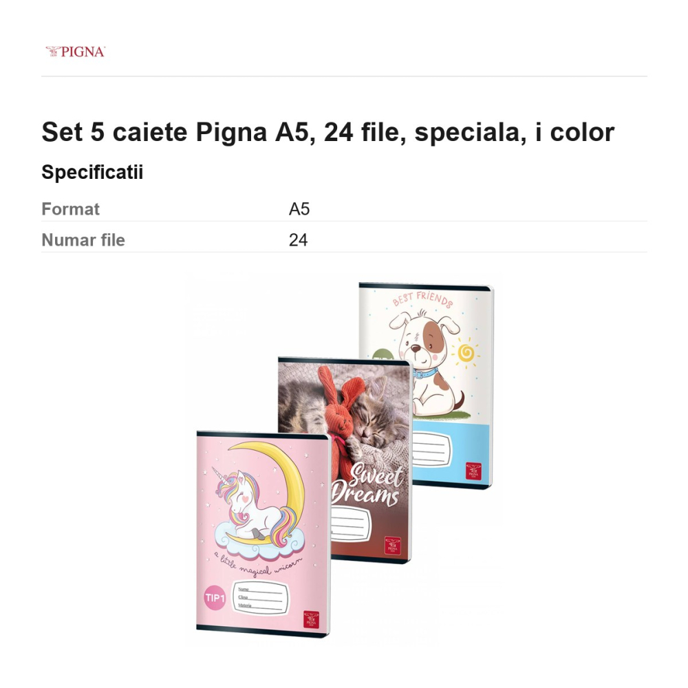 Set 5 caiete Pigna A5, 24 file, i color [3]