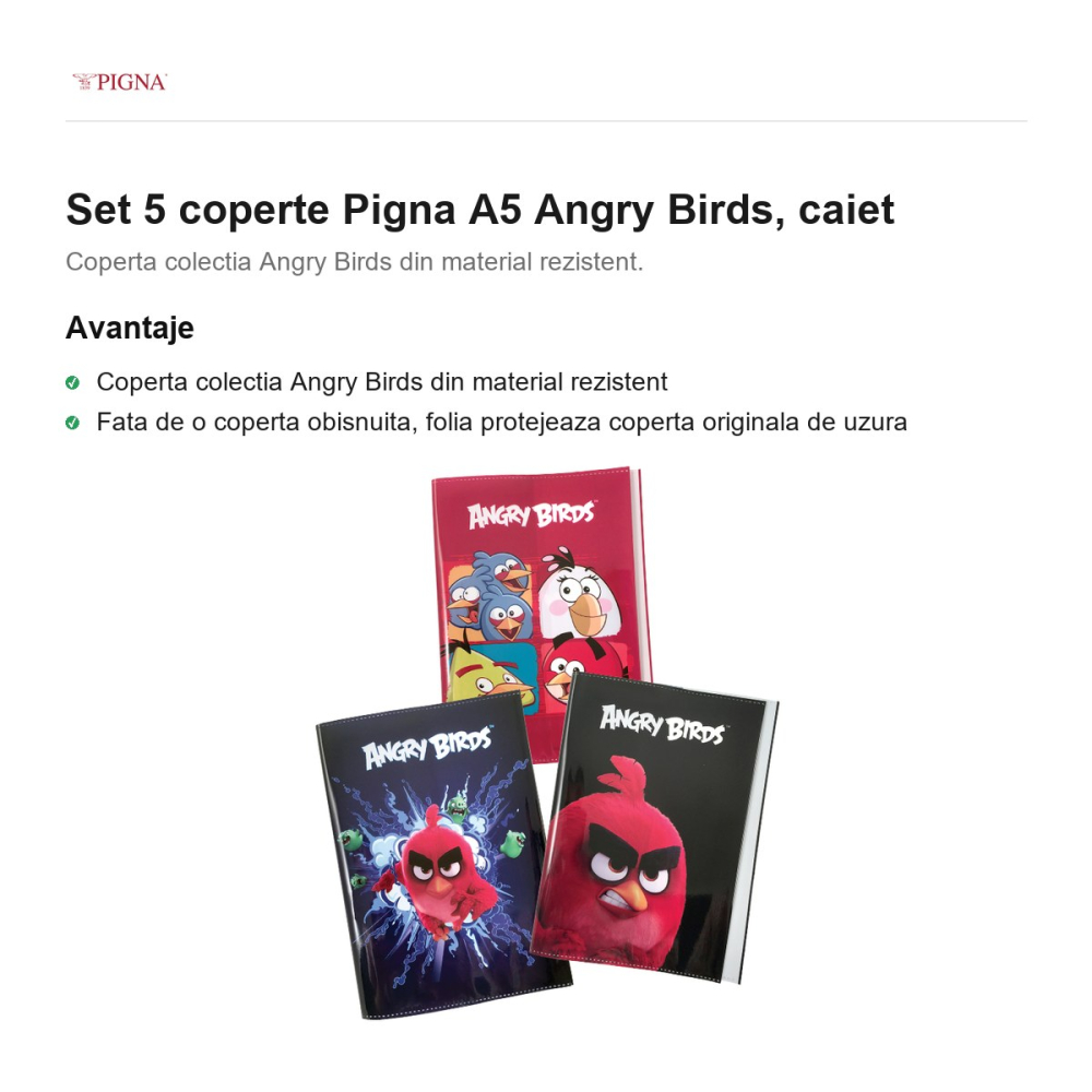 Set 5 coperte Pigna A5 Angry Birds, caiet [2]