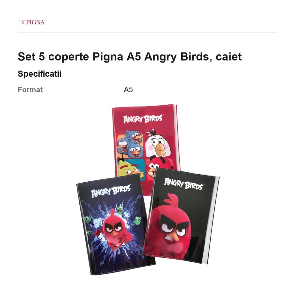 Set 5 coperte Pigna A5 Angry Birds, caiet [3]