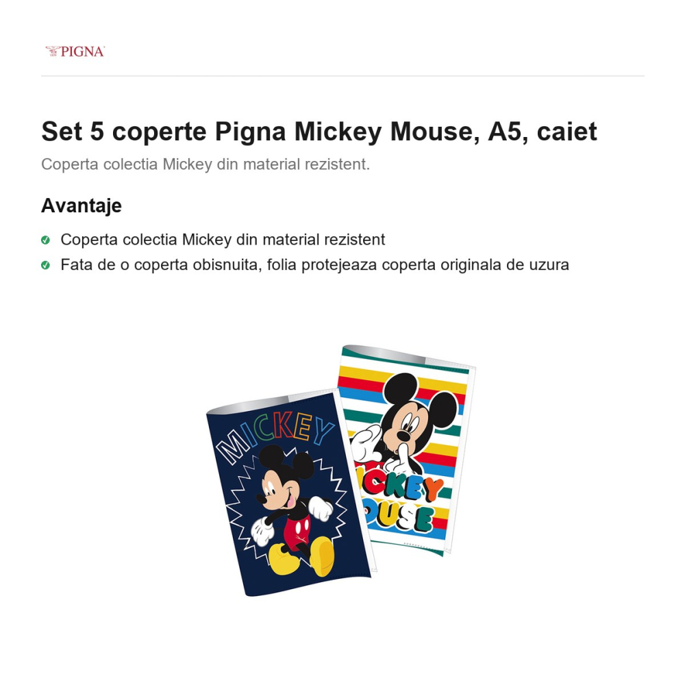 Set 5 coperte Pigna Mickey Mouse, A5, caiet [2]